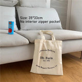 Paris Letters Print Canvas Shoulder Bag Girls Handbag Tote