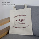 Paris Letters Print Canvas Shoulder Bag Girls Handbag Tote