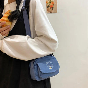 Canvas Zipper Bag Student Tote Messenger Bag