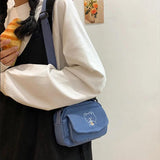 Canvas Zipper Bag Student Tote Messenger Bag
