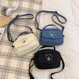 Canvas Zipper Bag Student Tote Messenger Bag