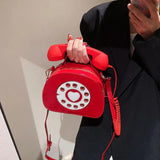 Telephone Shape Shoulder Crossbody Bag PU Leather Tote Messenger Bolsa