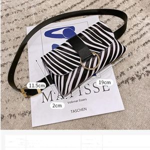 Leather Fanny Pack Ladies Belt Bag Leopard Stripe Waist Bag