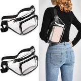 Women Waist Packs PVC Belt Bag Hip Clear Transparent Chest Pouch Zip Up