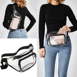 Women Waist Packs PVC Belt Bag Hip Clear Transparent Chest Pouch Zip Up