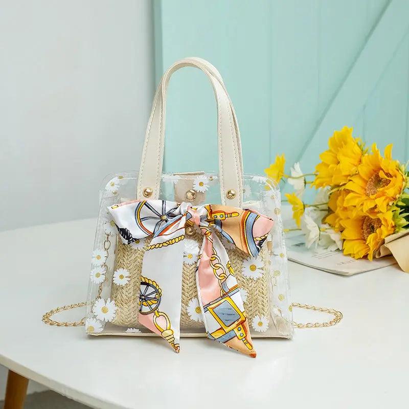 Women Daisy Pattern Shoulder Bag Chain Strap Messenger Handbag