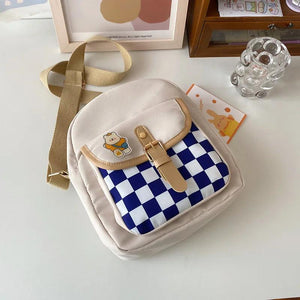 Plaid Backpack Female Nylon Crossbody Bag Lady Handbag