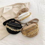 Plaid Cloth Waist Bag Chain Fanny Pack Women's Shoulder Crossbody Chest Bag