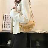 Plaid Cloth Waist Bag Chain Fanny Pack Women's Shoulder Crossbody Chest Bag