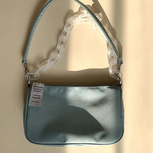 ALANOS Small Shoulder Underarm Nylon Ladies Chain Mini Purse Handbag