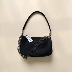 ALANOS Small Shoulder Underarm Nylon Ladies Chain Mini Purse Handbag