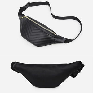 Beige Leather Waist Bag for Women, Round Chest Pack