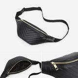 Beige Leather Waist Bag for Women, Round Chest Pack