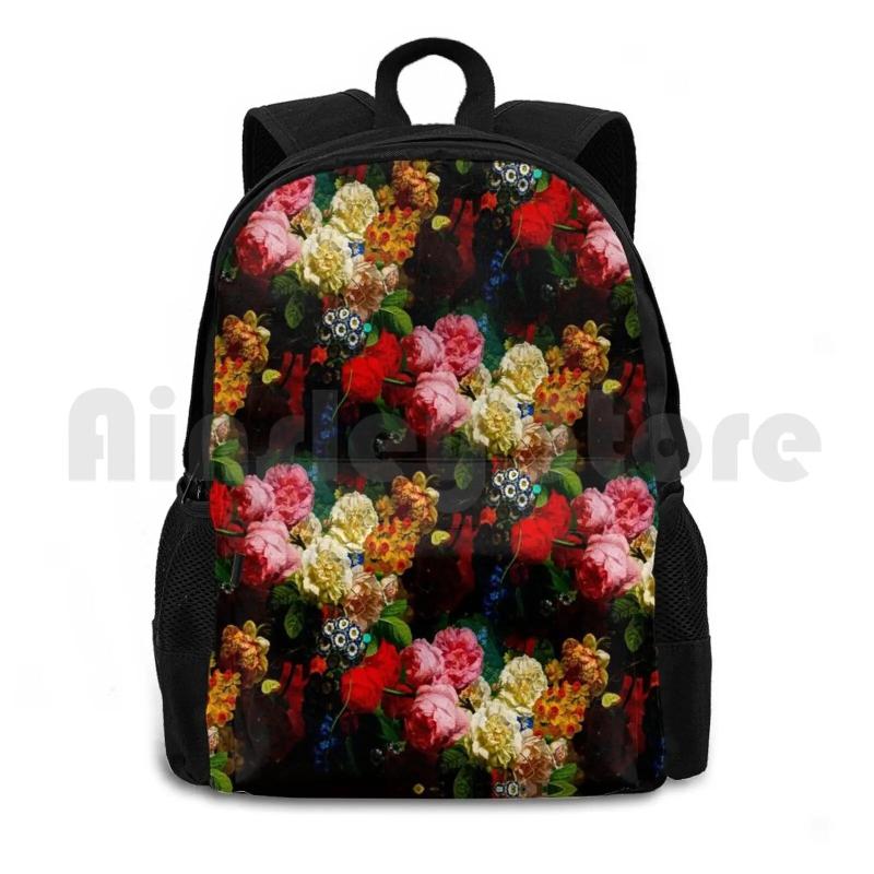 Baroque Flower Garlands Outdoor Hiking Backpack - Pretty Purple