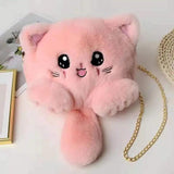 Plush Cat Bag with Long Tail - Female Diagonal Chain Backpack