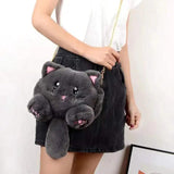 Plush Cat Bag with Long Tail - Female Diagonal Chain Backpack