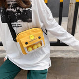Female Chicken Cartoon Canvas Messenger Bag