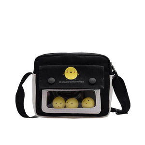 Female Chicken Cartoon Canvas Messenger Bag