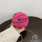 Mini Plush Basketball Crossbody Bag Chain Women Shoulder Bag