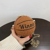 Mini Plush Basketball Crossbody Bag Chain Women Shoulder Bag