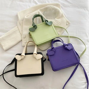 Mini Square Handbag Women Solid Texture Messenger Bags