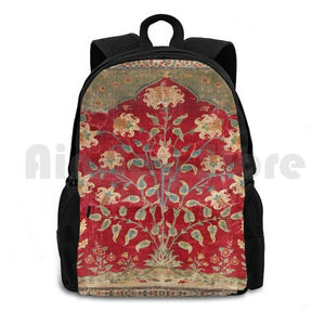 Indian Floral Rug 17th Century Fine Art Print Outdoor Hiking Backpack