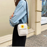 Women's Casual Single Shoulder Bag with Daisy Canvas Handbag