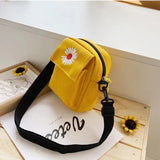 Women's Casual Single Shoulder Bag with Daisy Canvas Handbag