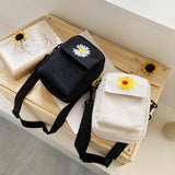 Women's Casual Single Shoulder Bag with Daisy Canvas Handbag