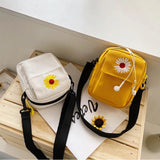 Women's Casual Single Shoulder Bag with Daisy Canvas Handbag