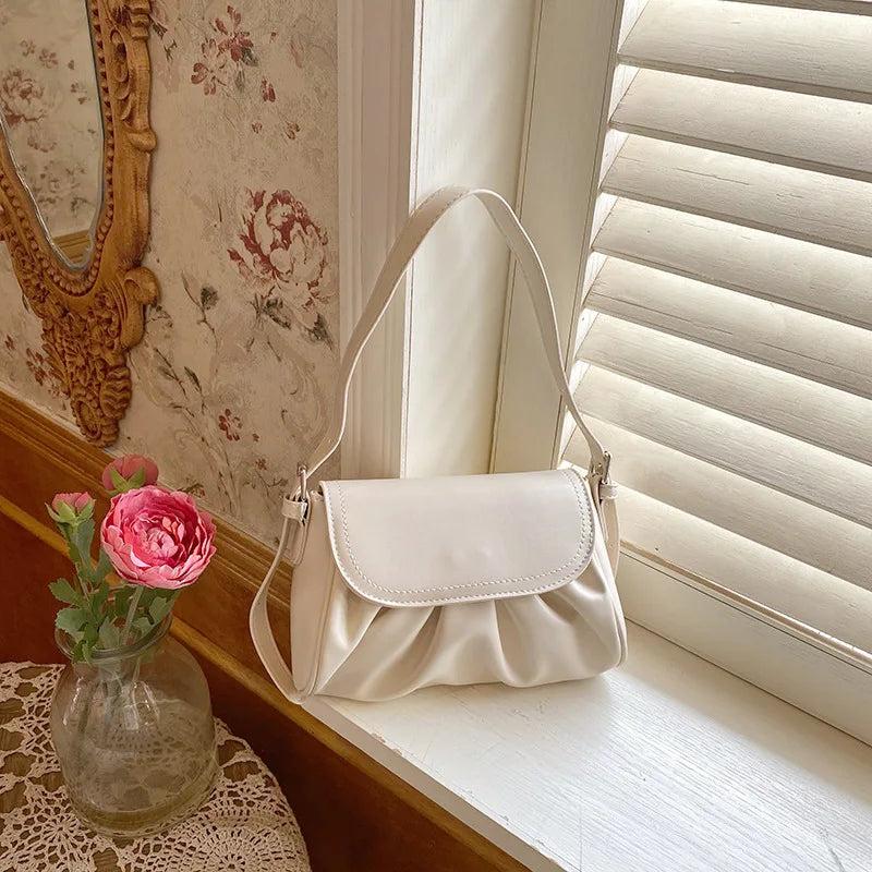 Small Fresh Cloud Bag College Soft Waxy Shoulder Diagonal Side Bag for Girls