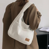 Corduroy Tote Bag for Women with Front Double Pocket Solid Girls Handbags