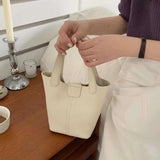High Ladies Leather Bucket Bag All-match Shoulder Bag