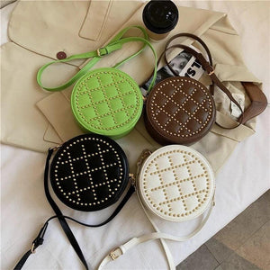 Round Shape Handbag PU Leather Crossbody Bags for Women Shoulder Bag