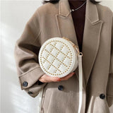 Round Shape Handbag PU Leather Crossbody Bags for Women Shoulder Bag