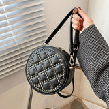 Round Shape Handbag PU Leather Crossbody Bags for Women Shoulder Bag