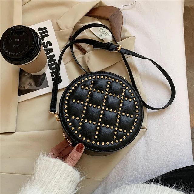 Round Shape Handbag PU Leather Crossbody Bags for Women Shoulder Bag