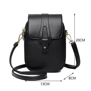 Retro PU Leather Small Crossbody Bag Solid Flap Phone Purse