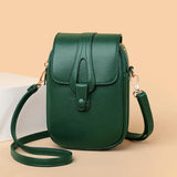 Retro PU Leather Small Crossbody Bag Solid Flap Phone Purse