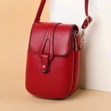 Retro PU Leather Small Crossbody Bag Solid Flap Phone Purse
