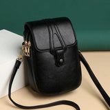 Retro PU Leather Small Crossbody Bag Solid Flap Phone Purse
