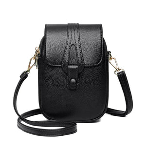 Retro PU Leather Small Crossbody Bag Solid Flap Phone Purse