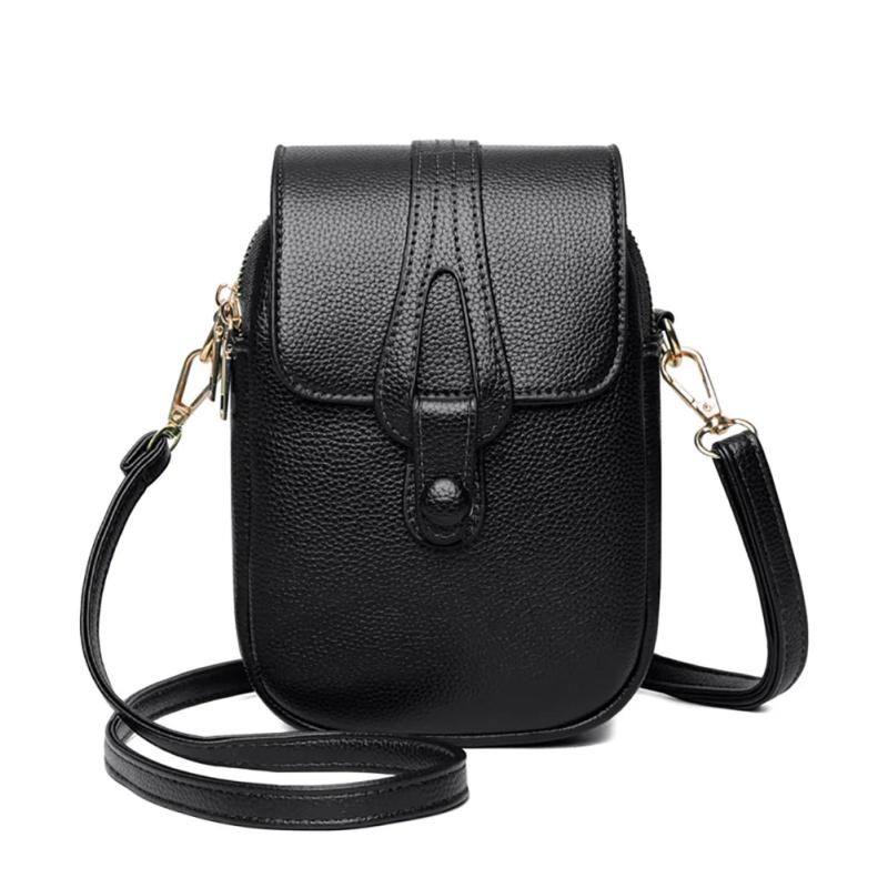 Retro PU Leather Small Crossbody Bag Solid Flap Phone Purse