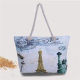 Canvas Shoulder Bag Stripe Painting Print Tote Beach Bag