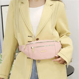 Large Capacity Waist Bag Shoulder Bag Oxford Cloth Adjustable Buckle Belt Women