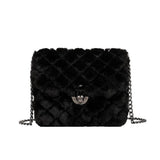 Plush Crossbody Messenger Bag Soft Faux Fur Small Purse