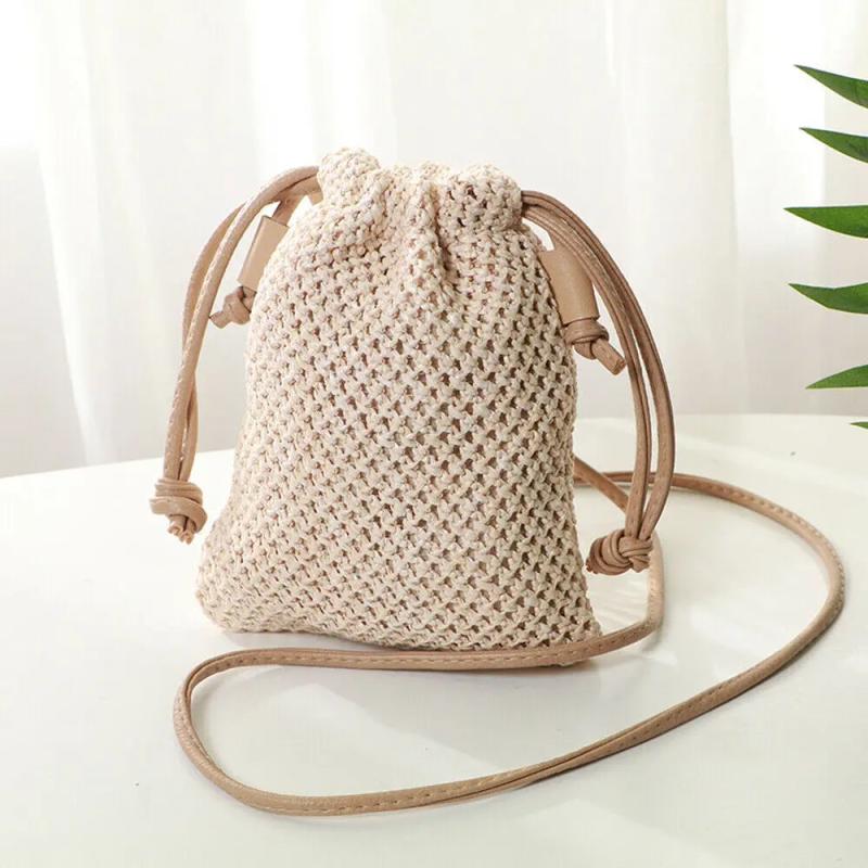 Women Straw Handbag Retro Rattan Woven Beach Shoulder Bags