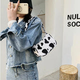 Animal Print Canvas Shoulder Bag Vintage Small Purse