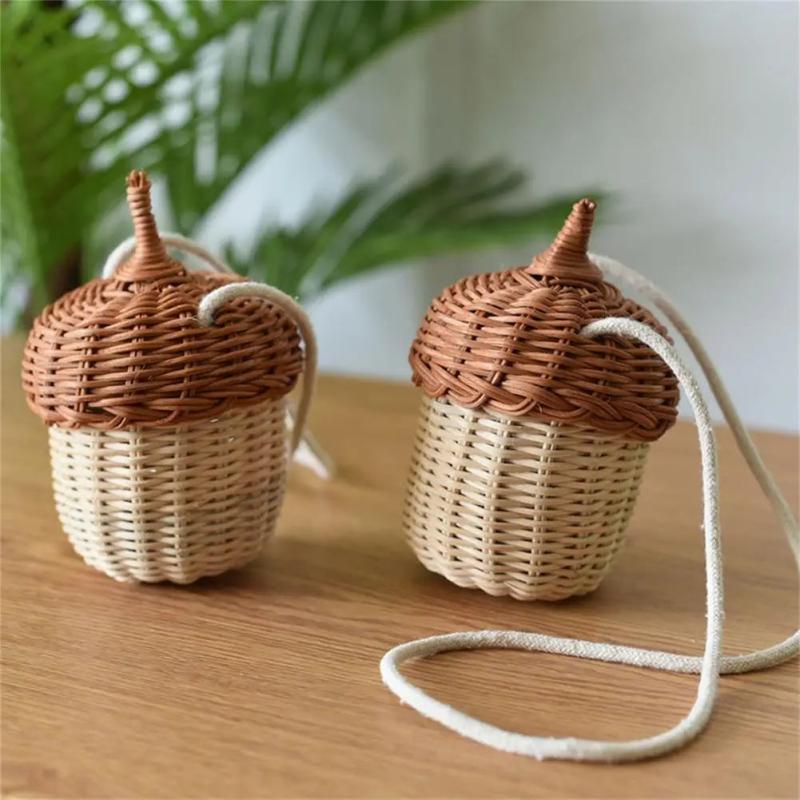 Straw Bucket Bag Women Summer Beach Shoulder Bag
