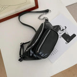 Unisex PU Leather Sling Bag Crossbody Chest Pouch